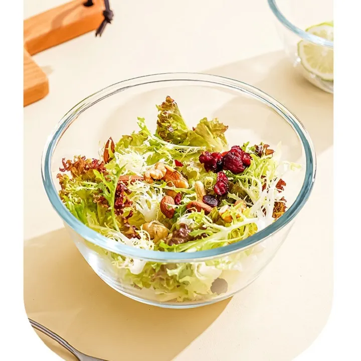 Glass bowl filled with mixed vegetable salad