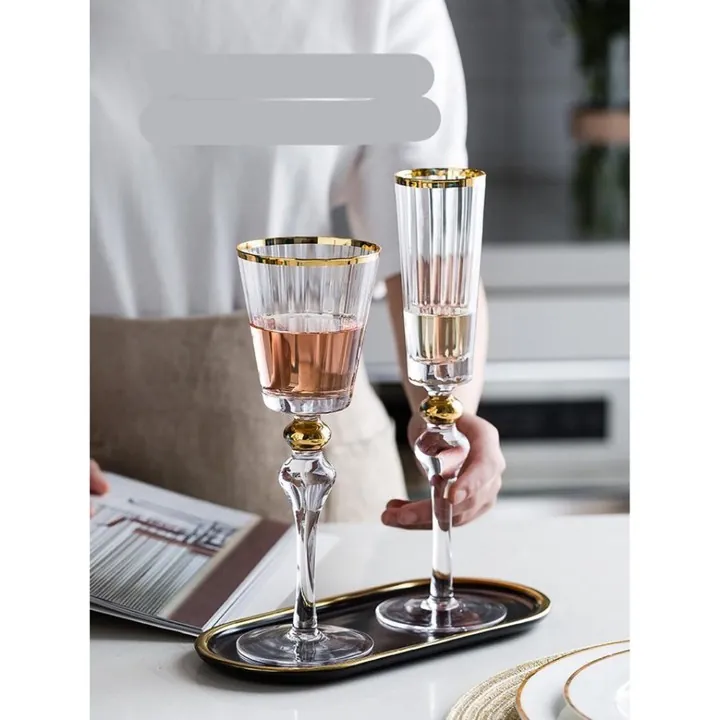 Gold rim stemware