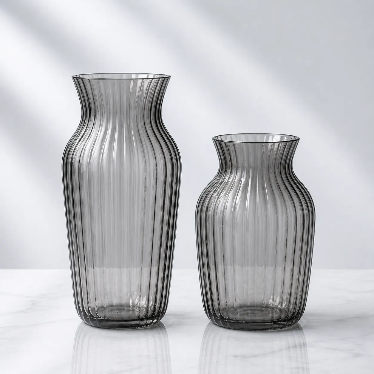Grey Glass Flower Vase