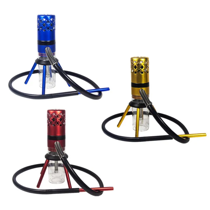 Red blue and gold glass hookah bottles in color series display