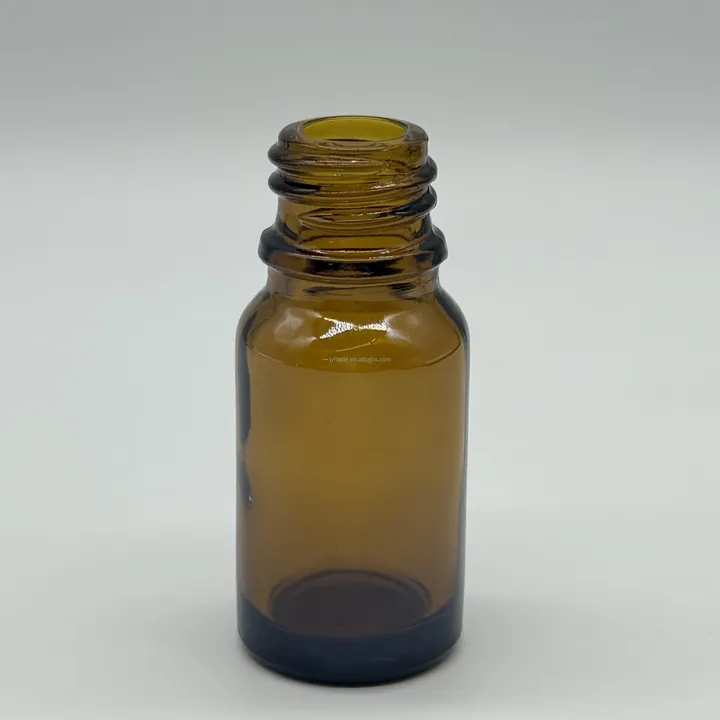 Amber medicine bottle with threaded neck finish