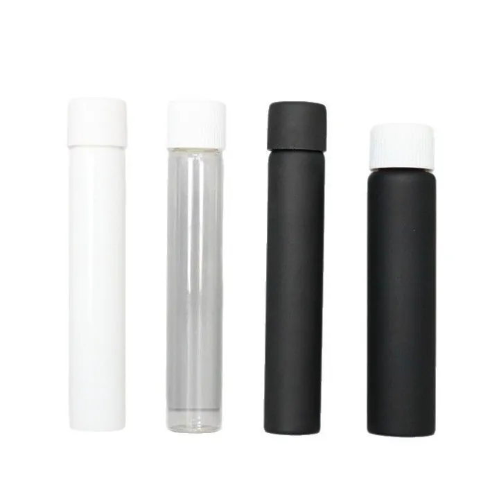 Glass tube bottles with screw caps in multiple colors