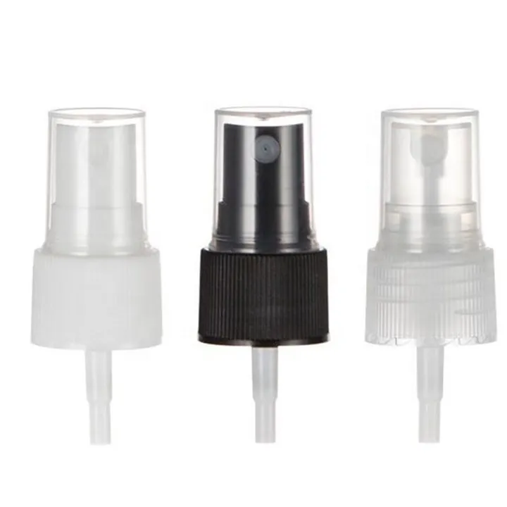 White black and clear fine mist spray pumps with transparent caps