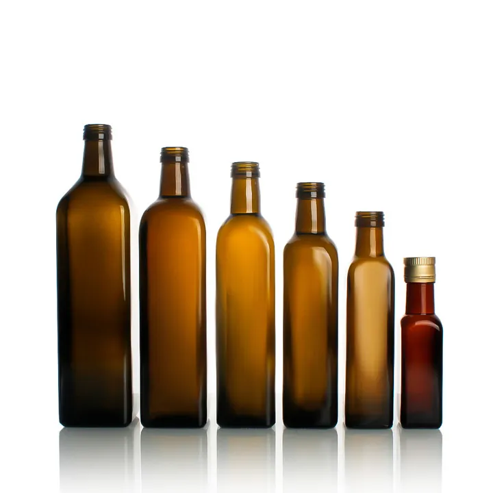Amber olive oil bottles in multiple capacities