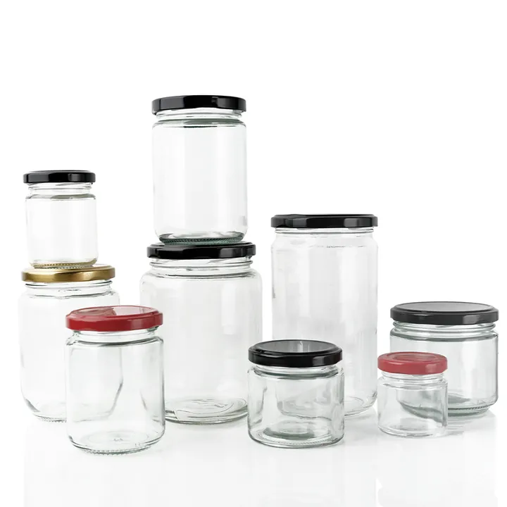 Clear glass jars in multiple capacities and shapes