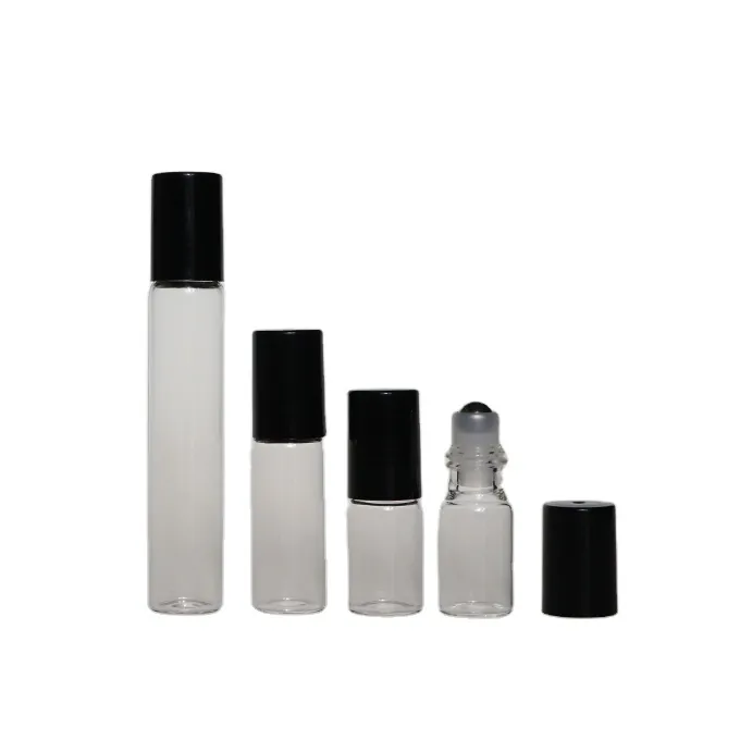 Clear perfume roller sample vials in multiple sizes