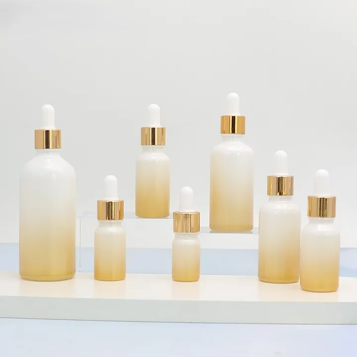 serum bottle frosted gold set