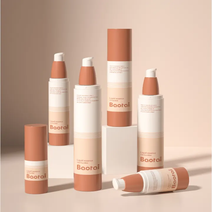 Assorted skincare bottles arranged in packaging system
