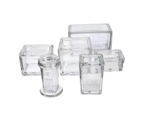 Glass staining jars and microscope slide holders