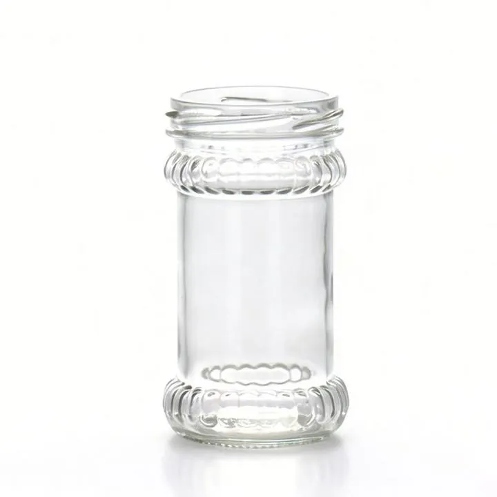 Gewürzglas aus klarem Glas mit geripptem Hals und Boden