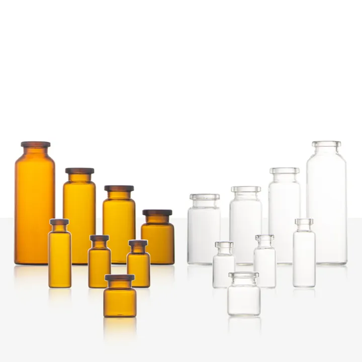 Clear and amber glass vial bottles in multiple capacities