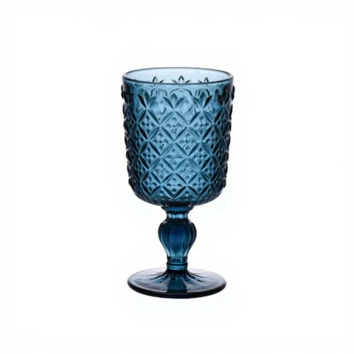 Blue lattice textured vintage goblet