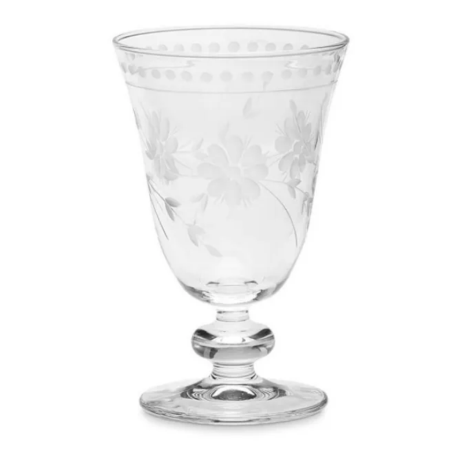 Transparent floral etched vintage goblet