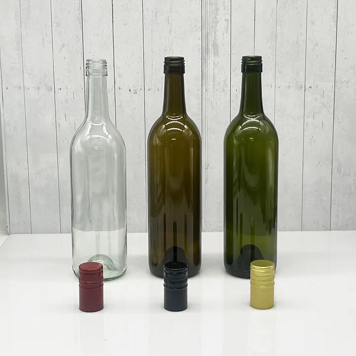 Bordeaux wine bottles with assorted closure options