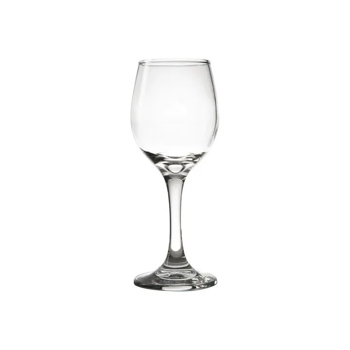 Single small clear stemmed wine glass