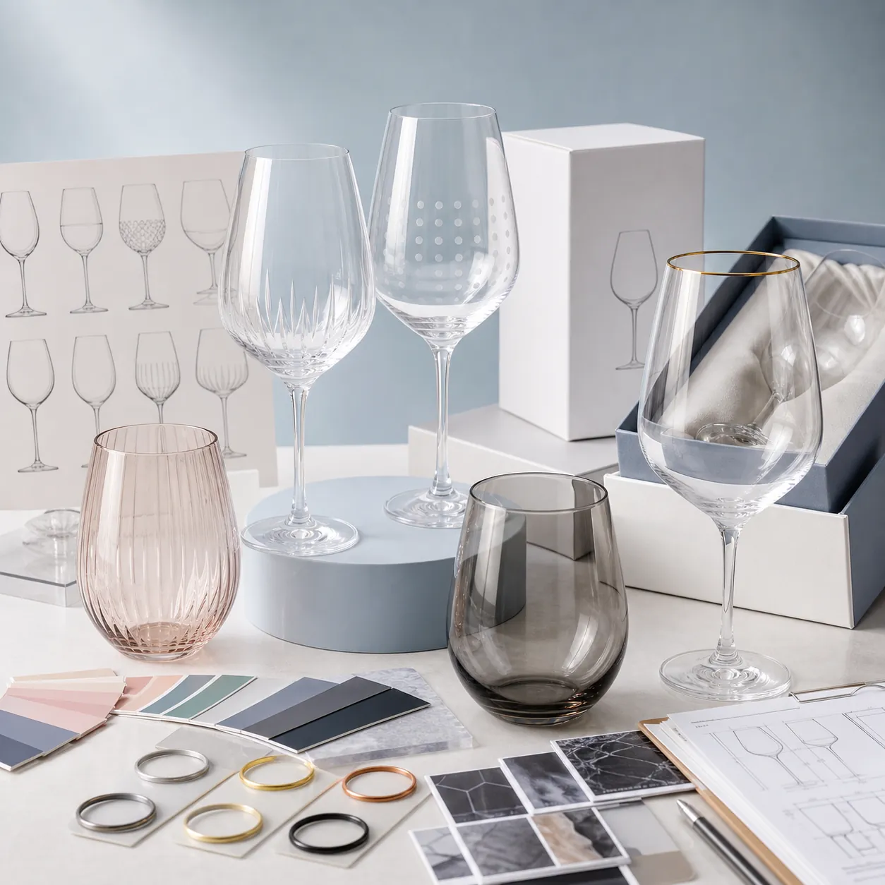 Custom Wine Glasses OEM ODM service with packaging and design samples
