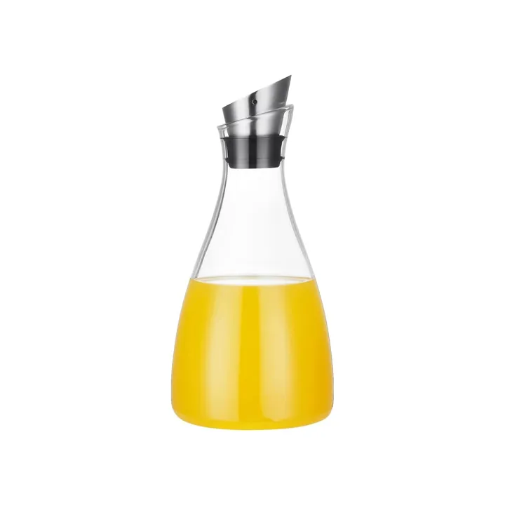 Clear glass wine jug with stainless steel angled pourer